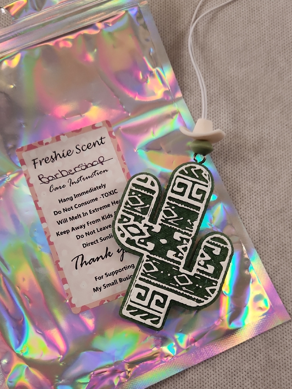 Cactus Air Freshener - Green & White